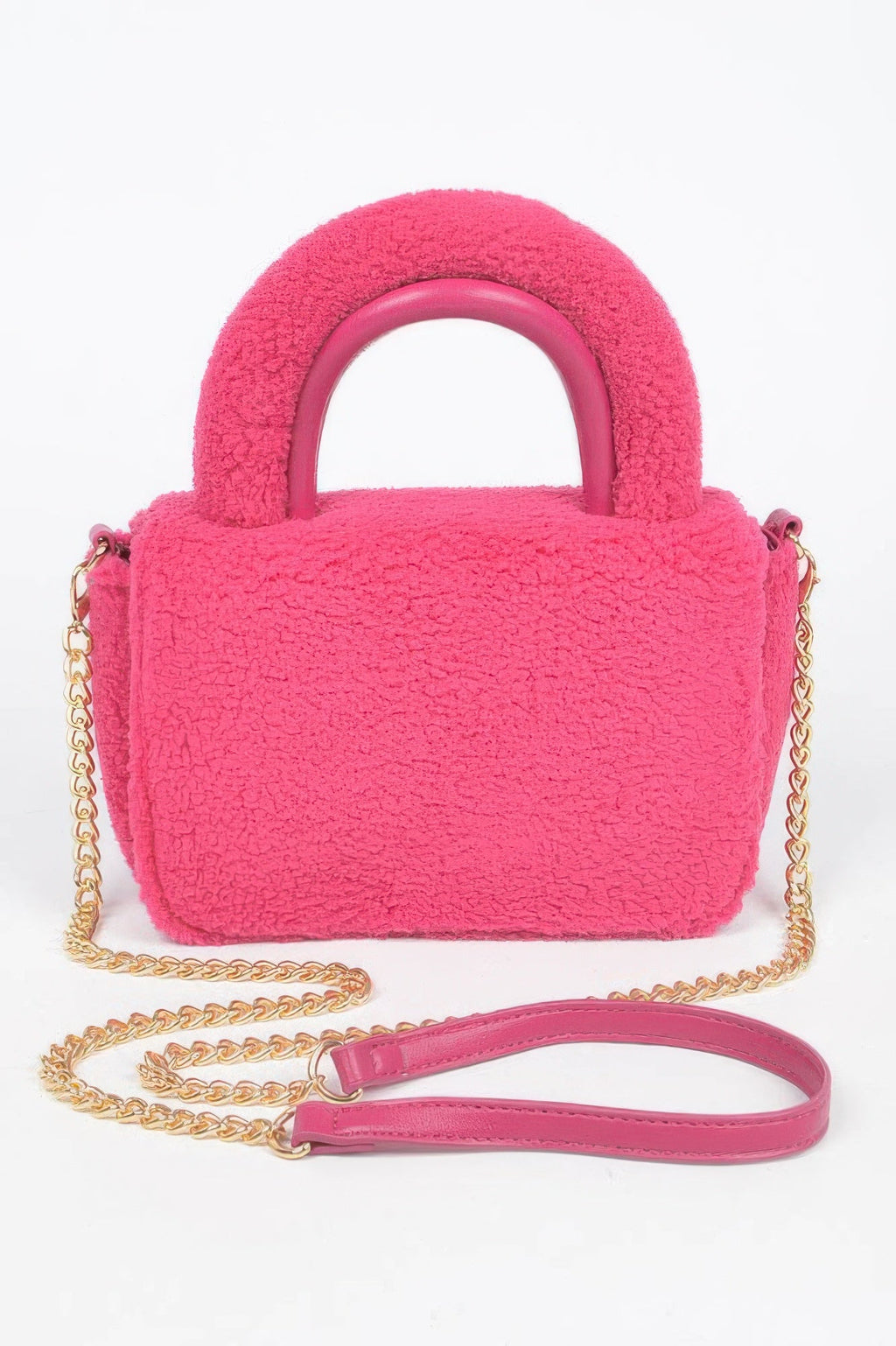 Faux Fur Top Handle Clutch Bag