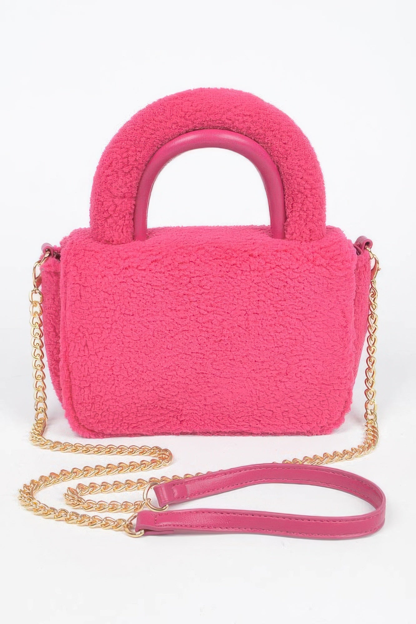 Faux Fur Top Handle Clutch Bag