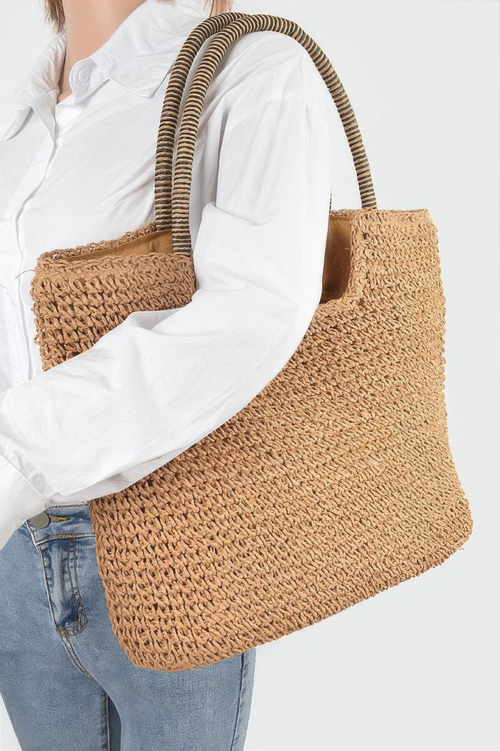Faux Straw Tote Bag