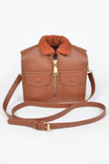 Faux Leather Fur Jacket Crossbody Bag