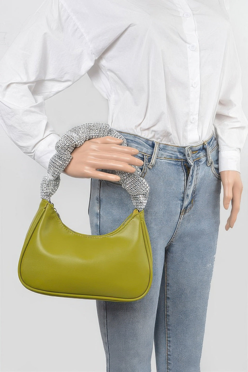 Faux Leather Pleated Shoulder Strap Bag