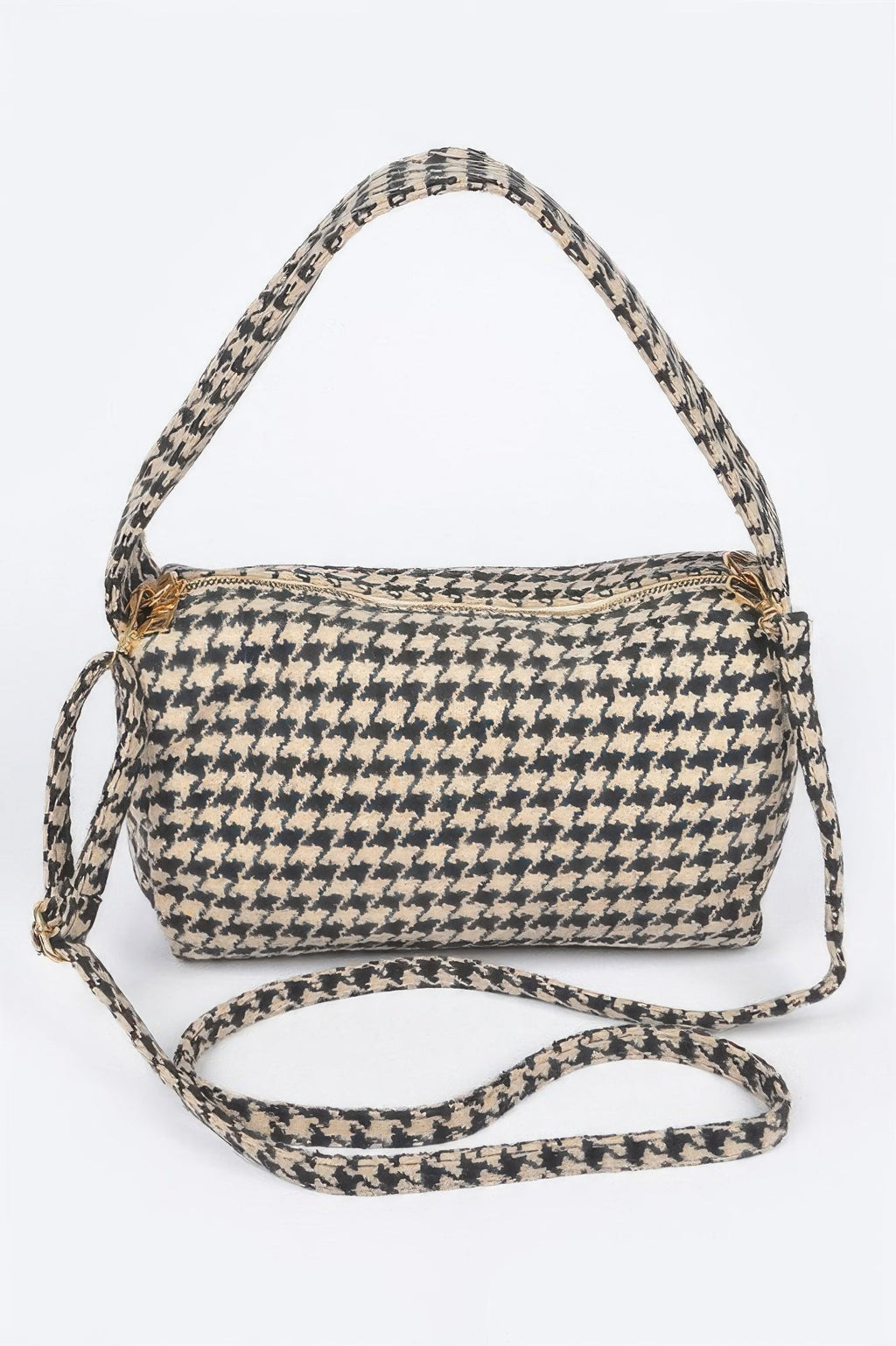 Houndstooth Knit Shoulder Bag