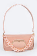 Translucent Metal Buckle Crossbody Bag W/chain