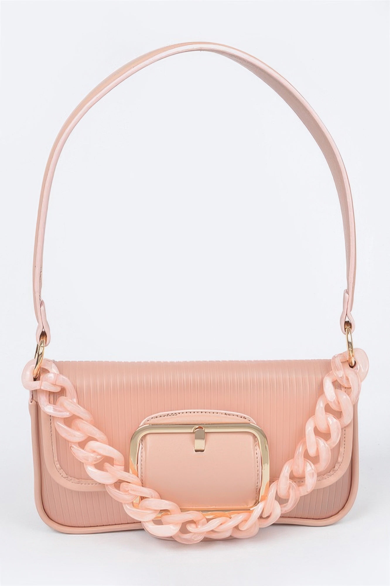 Translucent Metal Buckle Crossbody Bag W/chain