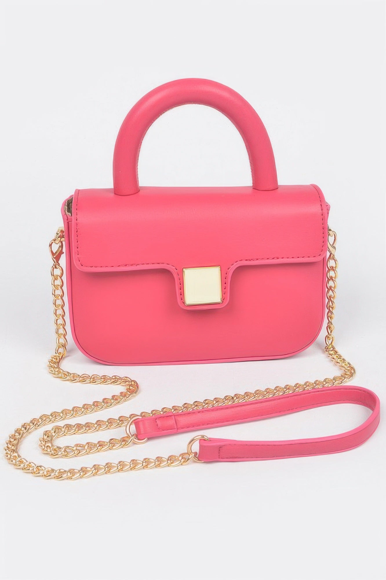 Faux Leather Top Handle Flap Crossbody Bag