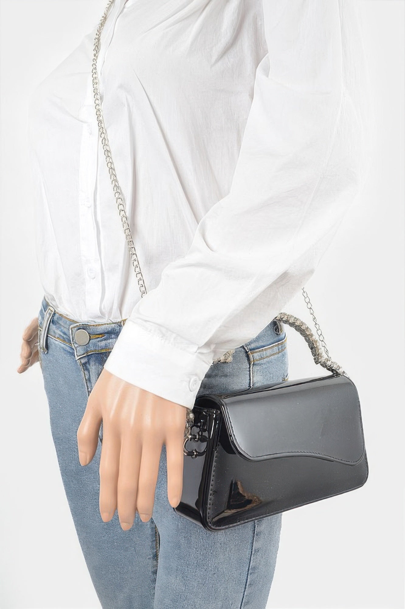 Glitter Rhinestone Handle Bag