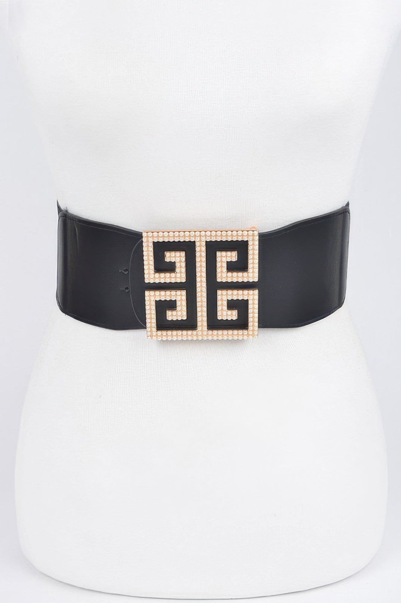 Faux Pearl Buckle Stretch Belt