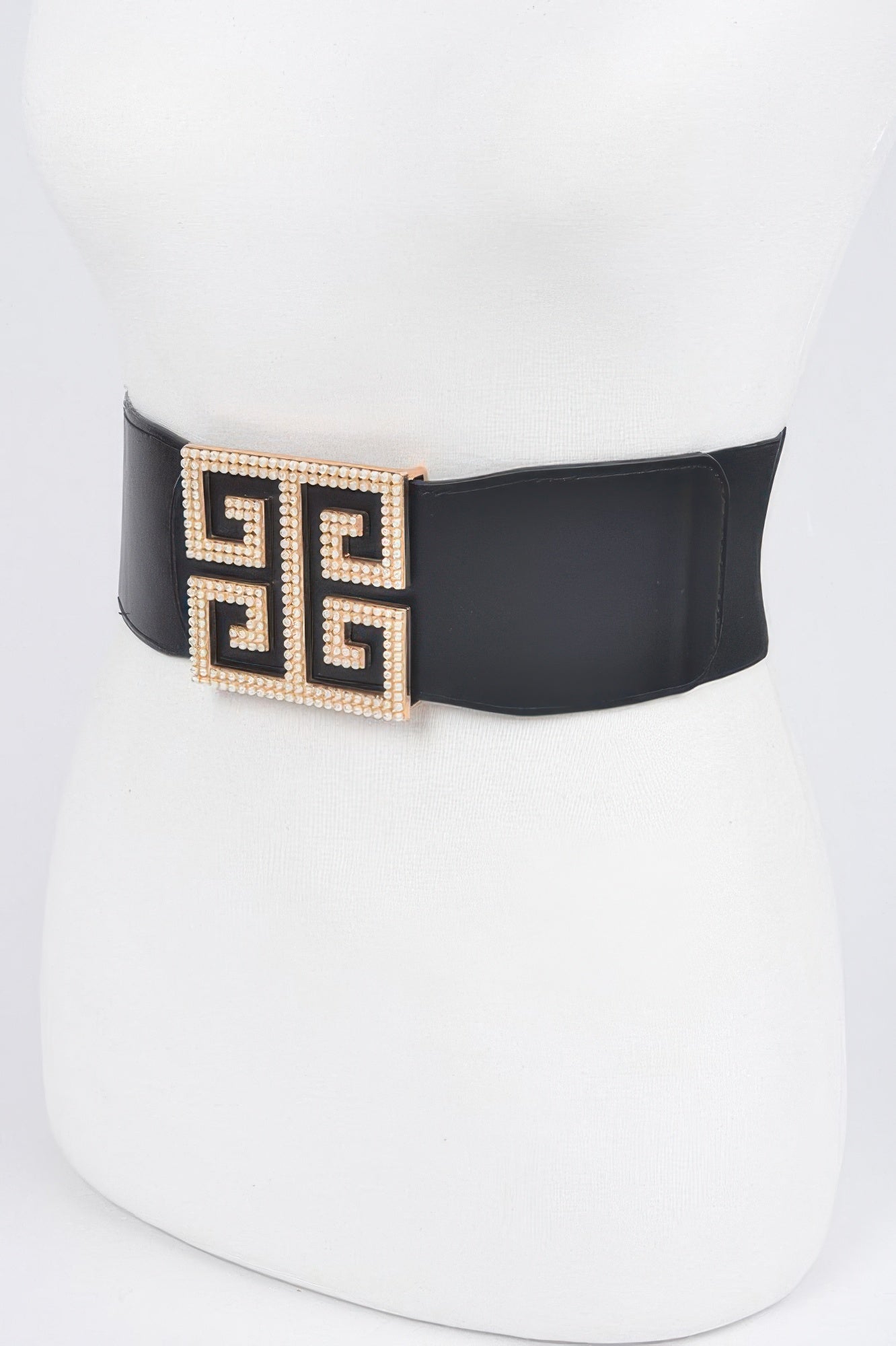 Faux Pearl Buckle Stretch Belt
