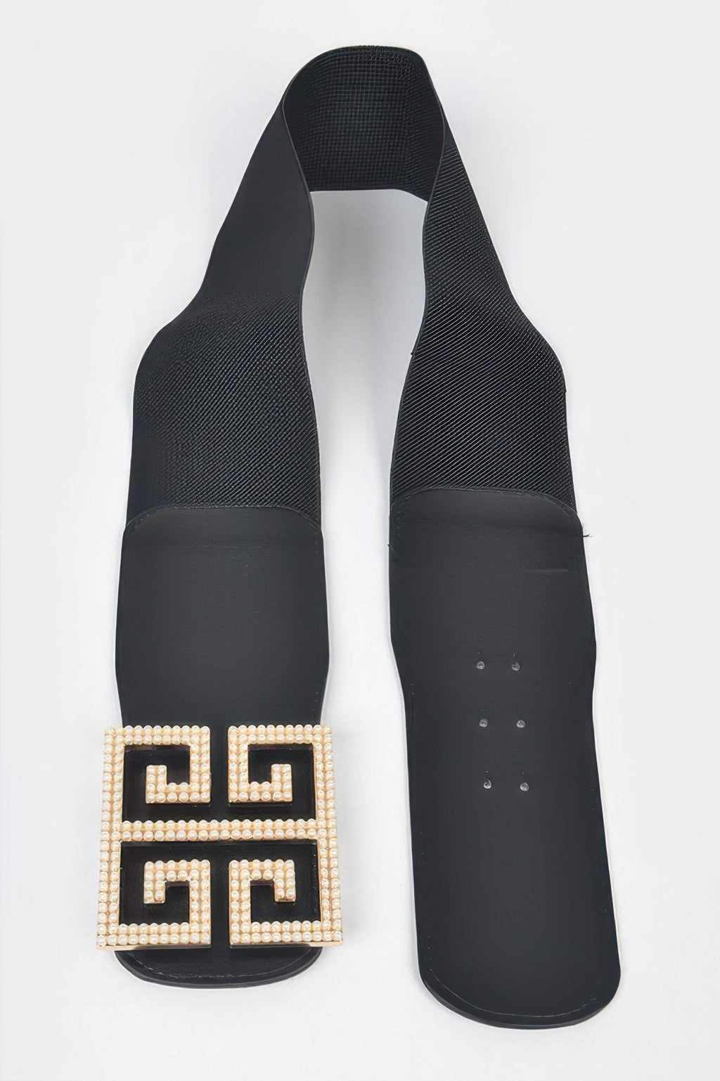 Faux Pearl Buckle Stretch Belt