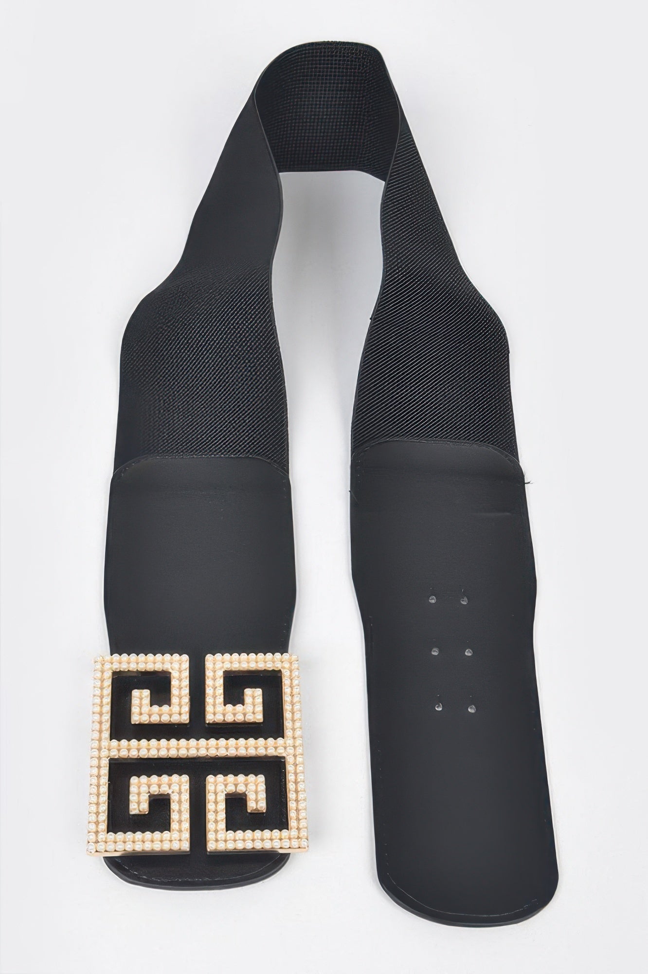 Faux Pearl Buckle Stretch Belt