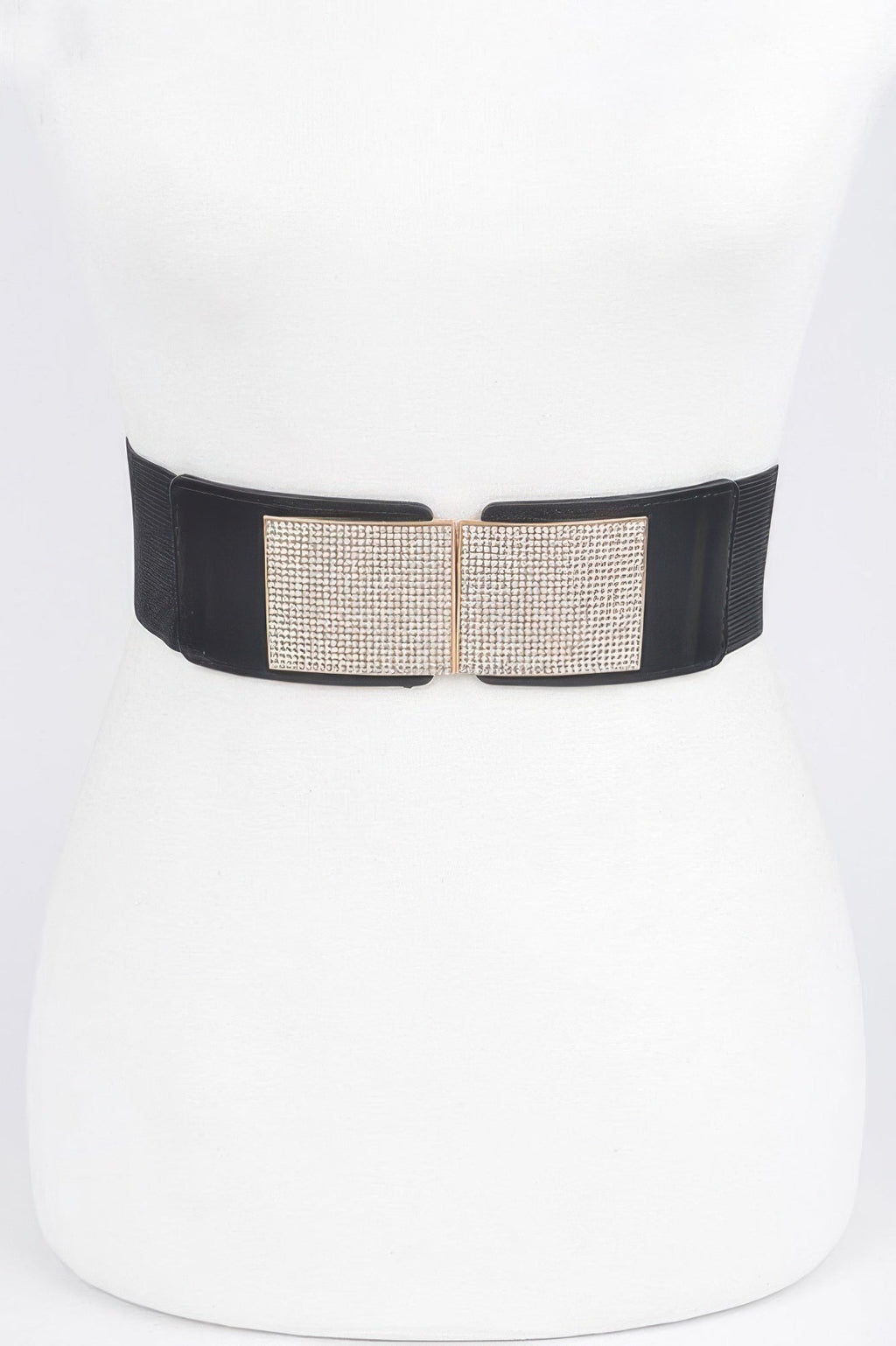 Rhinestone Metal Buckle Stretch Belt