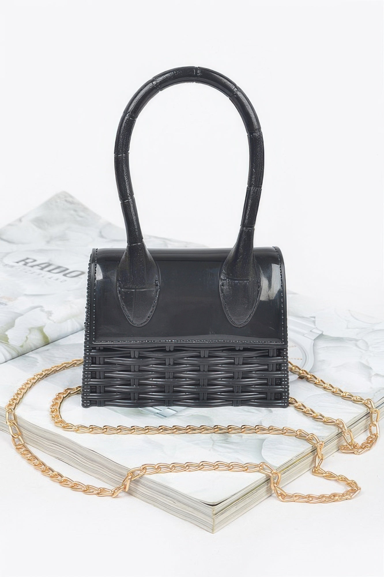 Weaved Top Handle Clutch