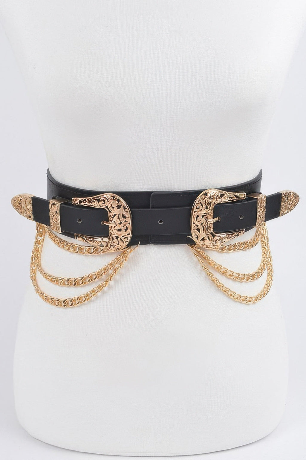 Multi Metal Chain Layered Stretch Belt