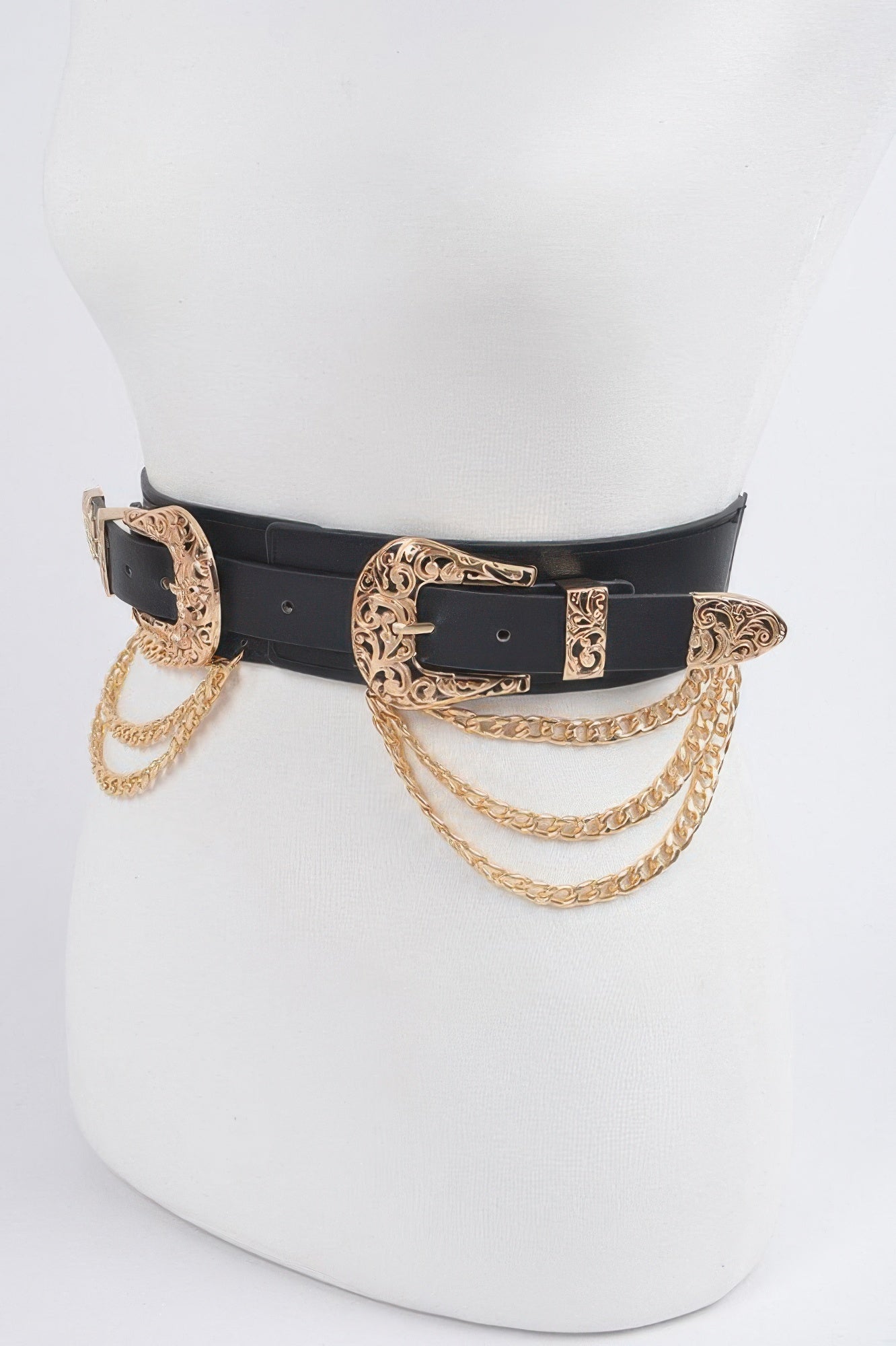 Multi Metal Chain Layered Stretch Belt