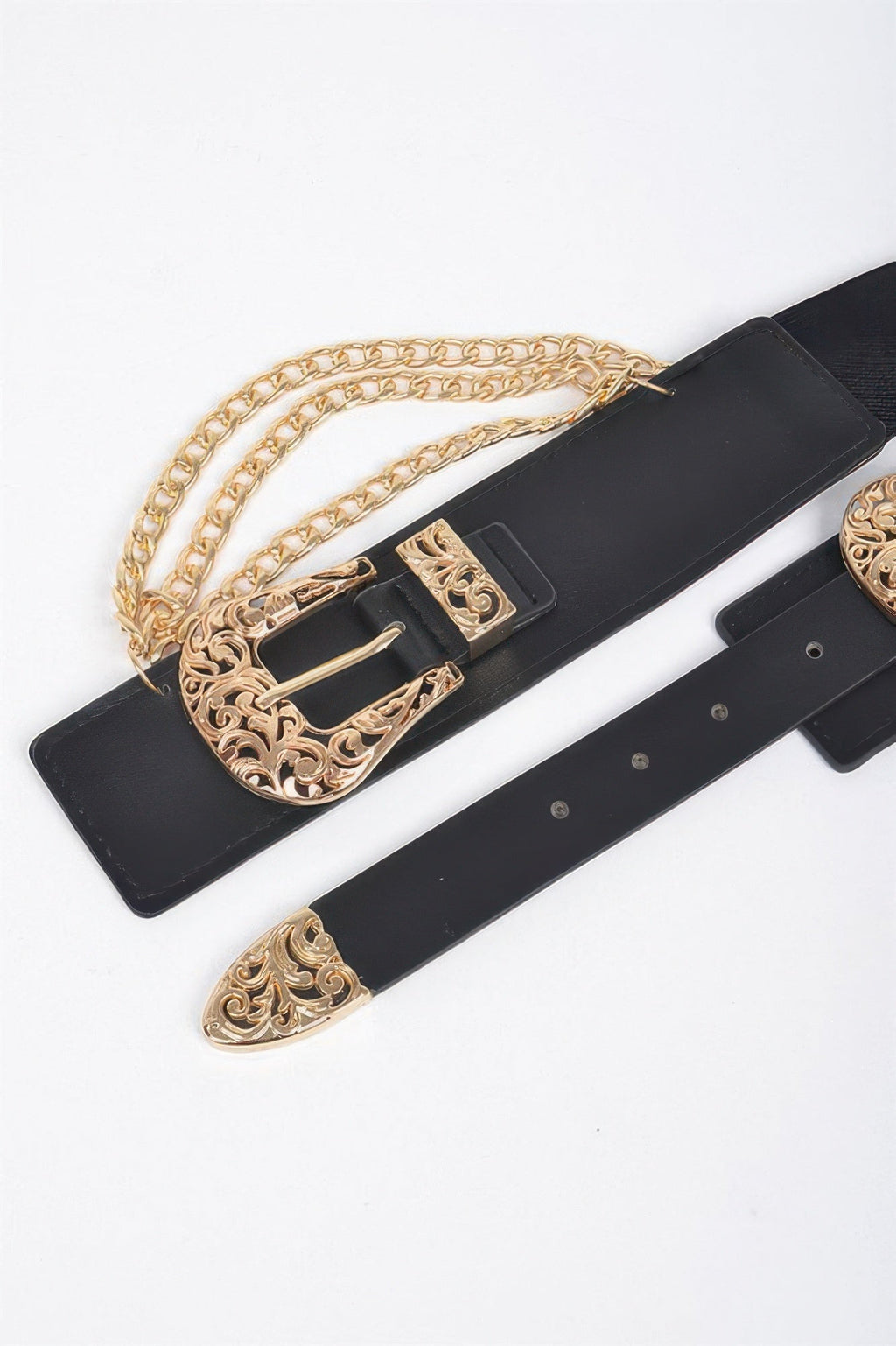 Multi Metal Chain Layered Stretch Belt