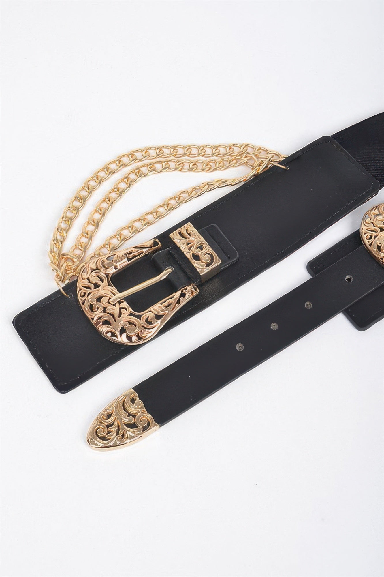 Multi Metal Chain Layered Stretch Belt