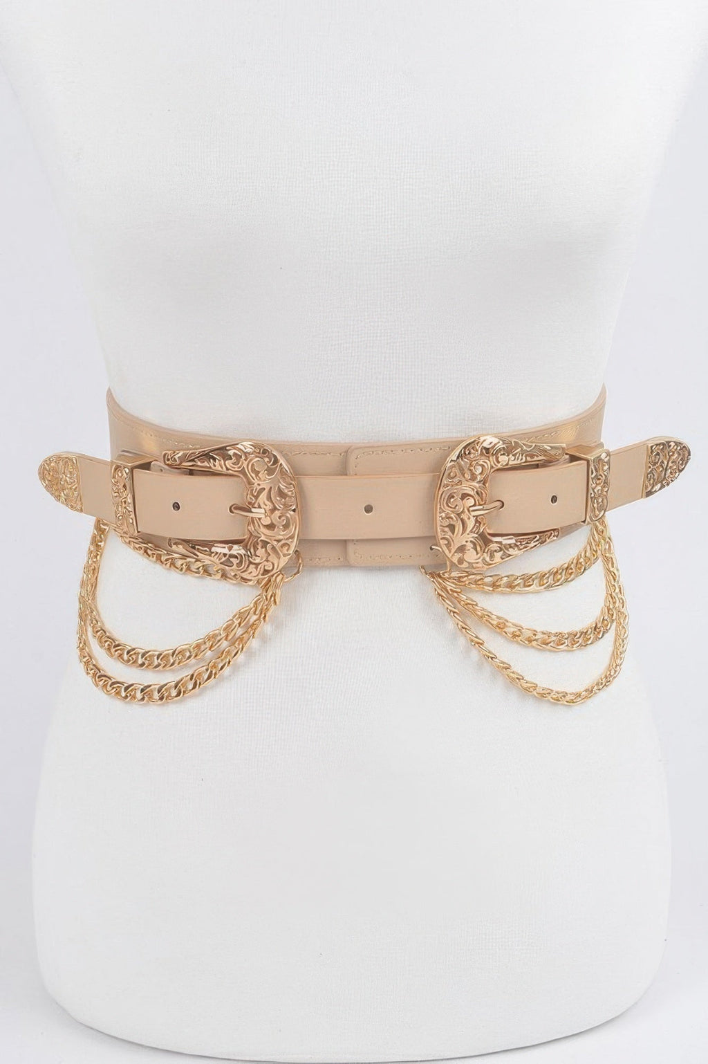 Multi Metal Chain Layered Stretch Belt