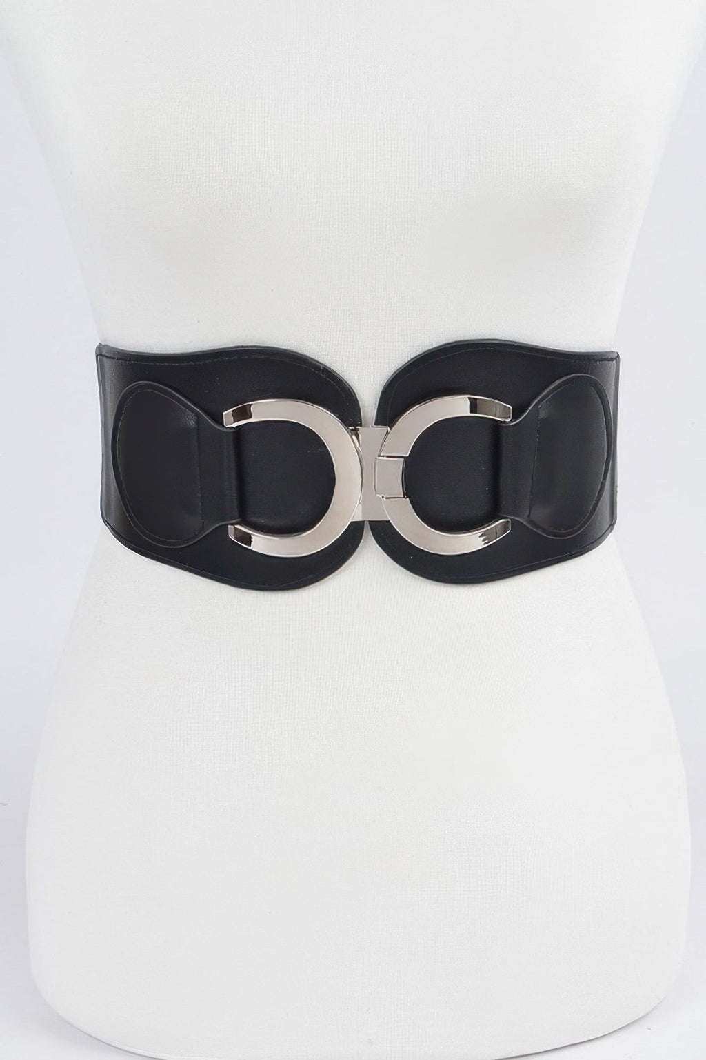 Faux Leather Wide Elastic Belt