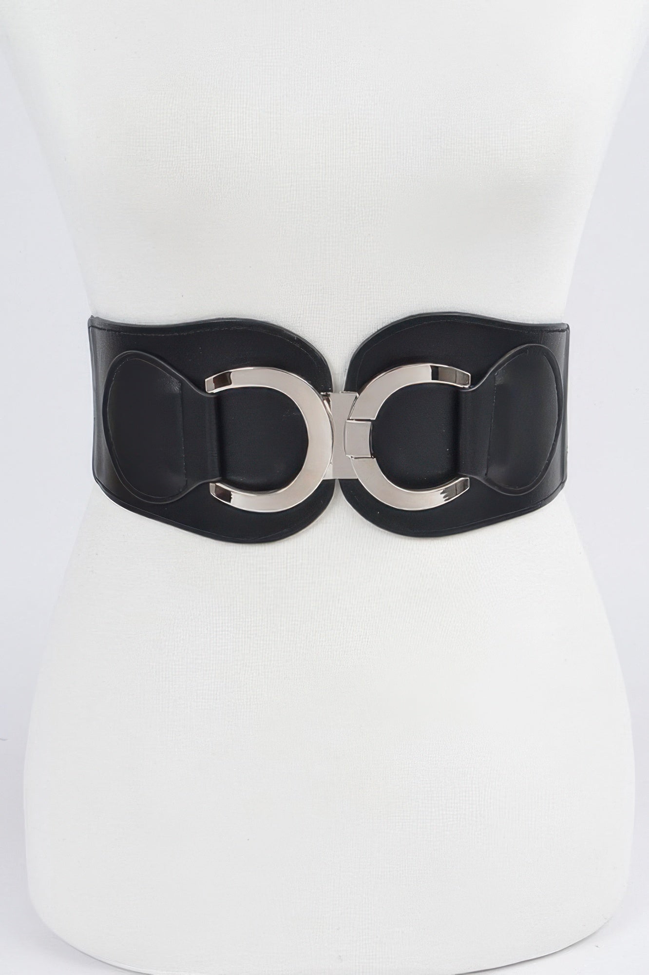 Faux Leather Wide Elastic Belt