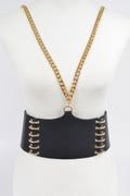 Faux Leather Plus Size Belt W Chain