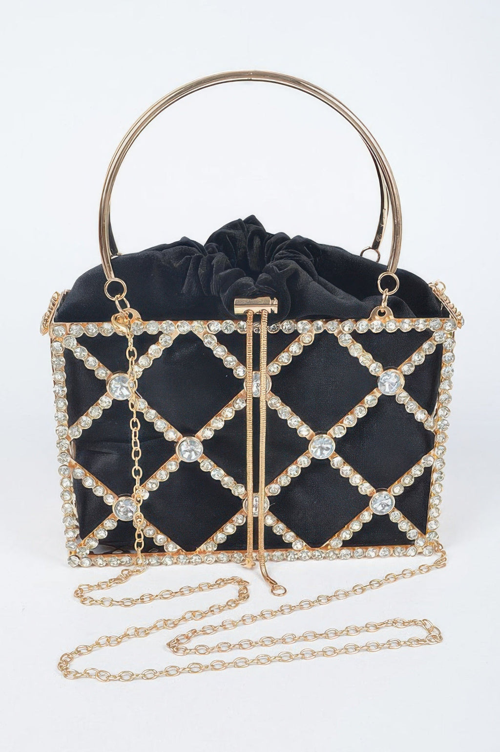 Rhinestone Metal Frame Clutch