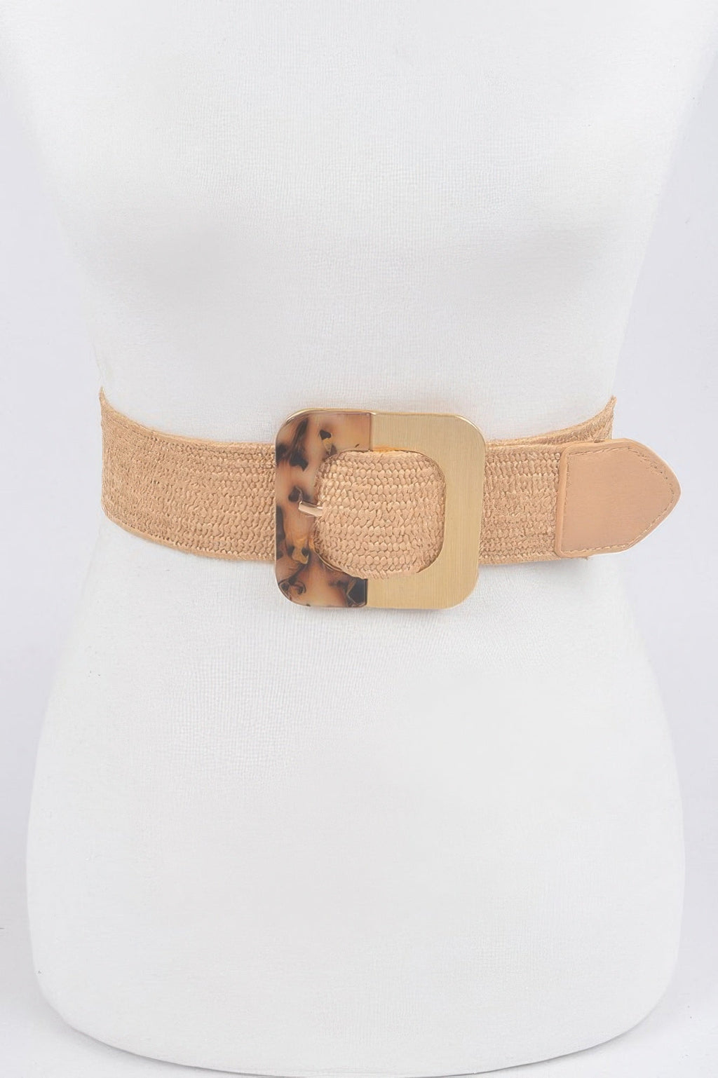 Square Metal Buckle Stretch Belt
