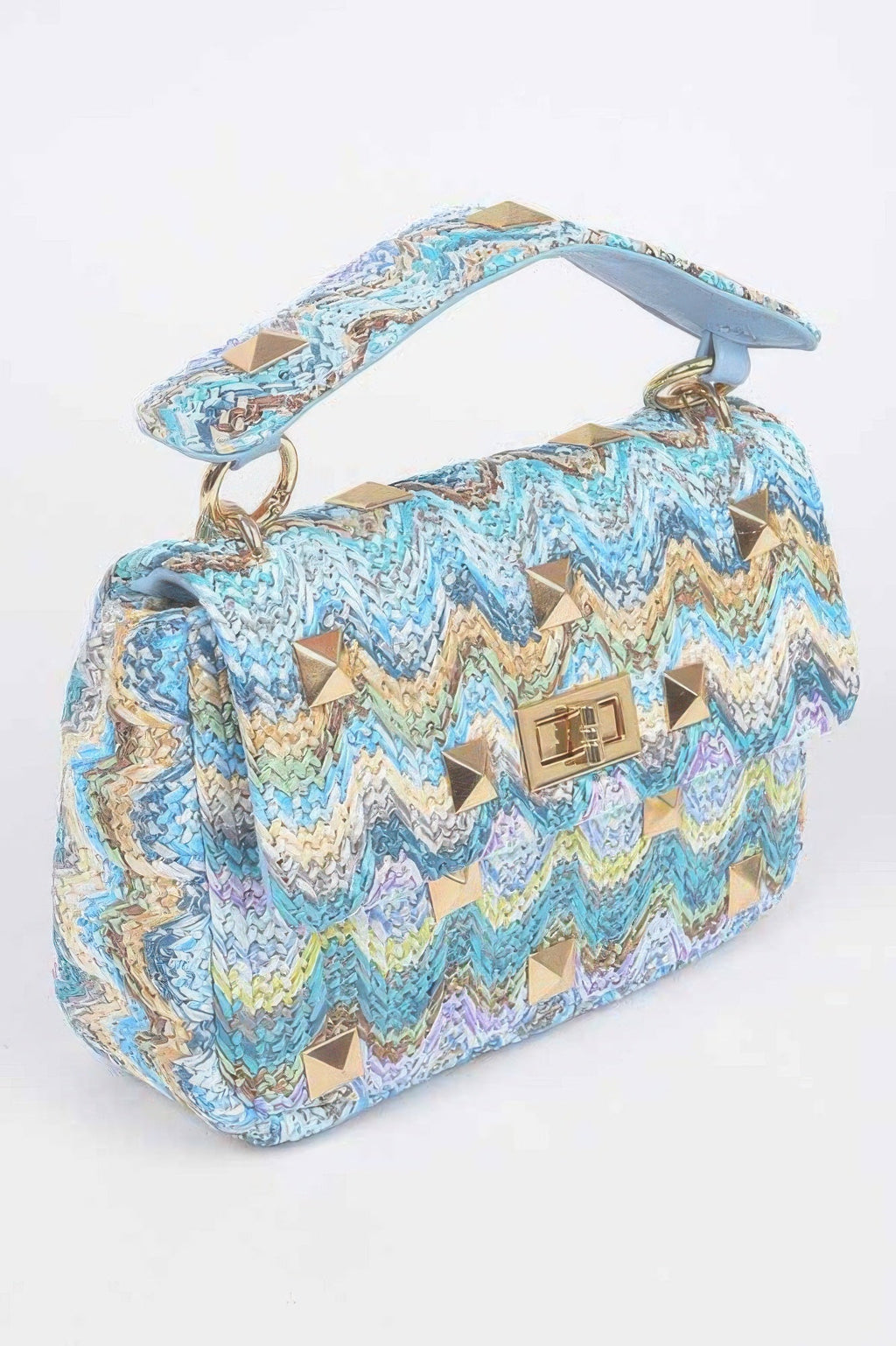 Faux Straw Flap Top Handle Bag