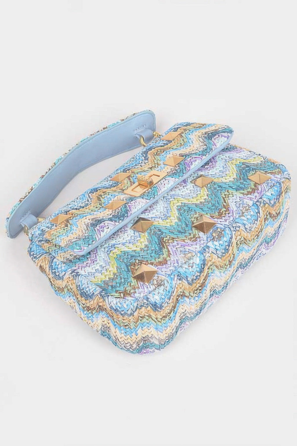 Faux Straw Flap Top Handle Bag