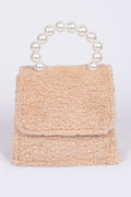 Faux Fur Clutch With Pearl Handle