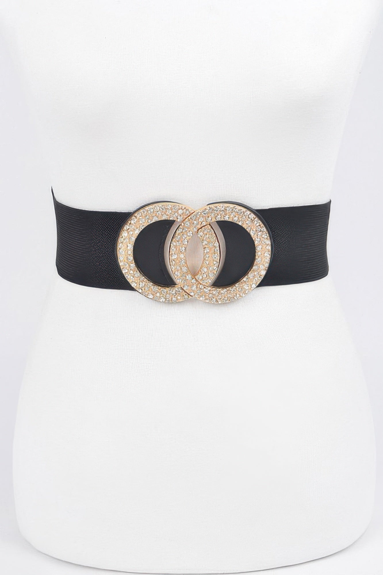 Rhinestone Buckle Plus Size Elastic Belt