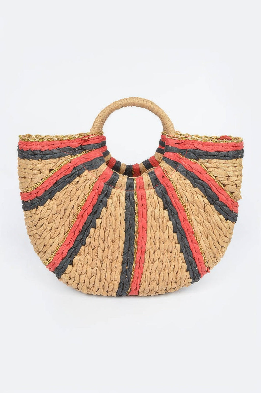 Two Toned Straw Tote Bag