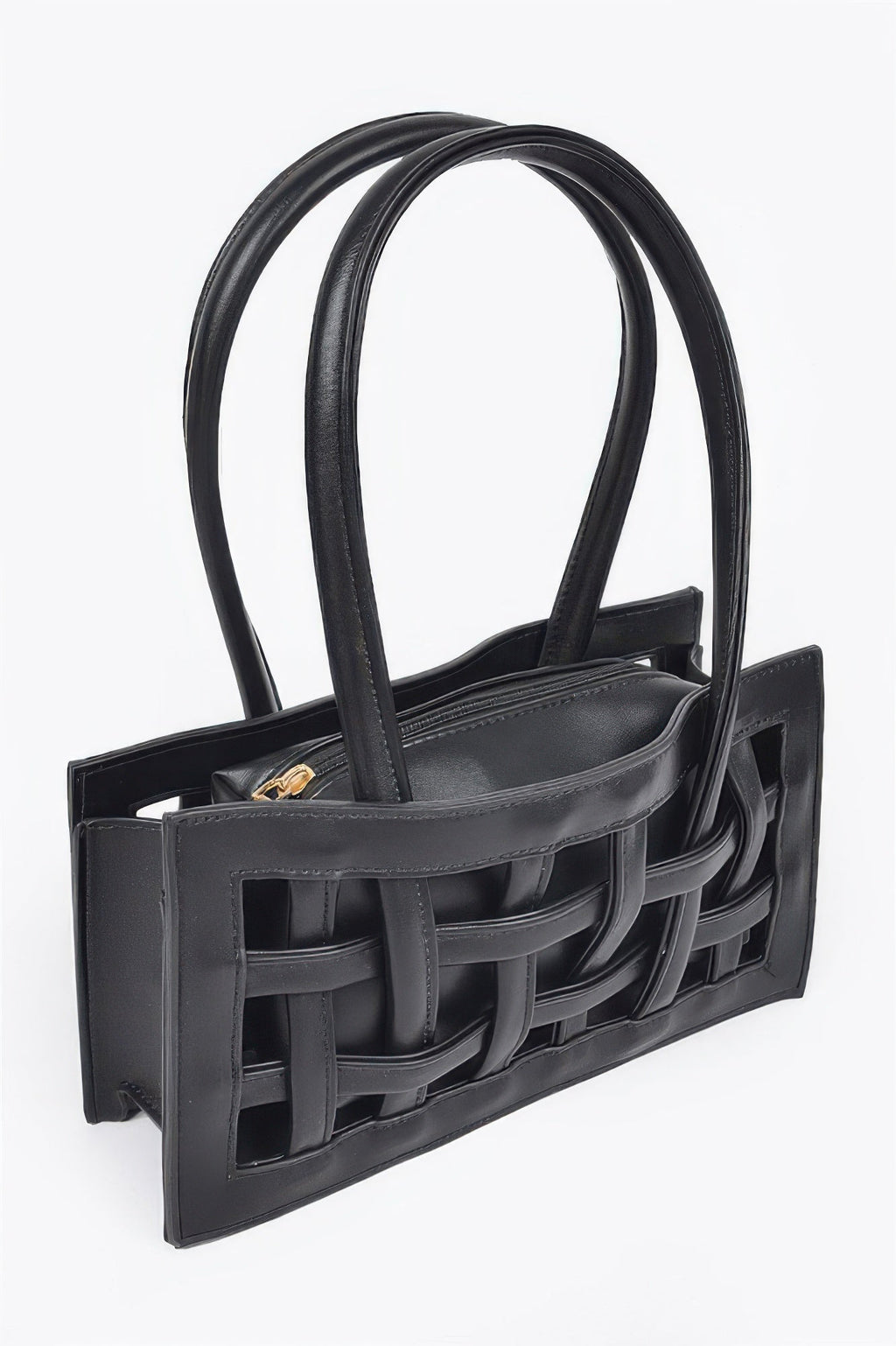 Woven Faux Leather Bag