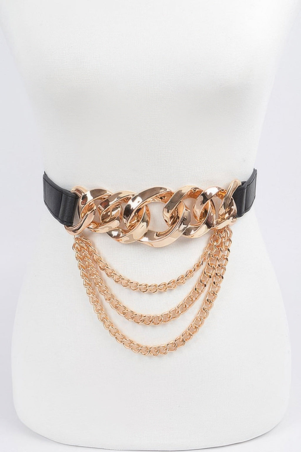 Oversized Chain Buckle Belt W Layered Chains