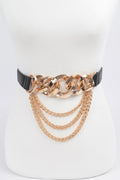 Oversized Chain Buckle Belt W Layered Chains