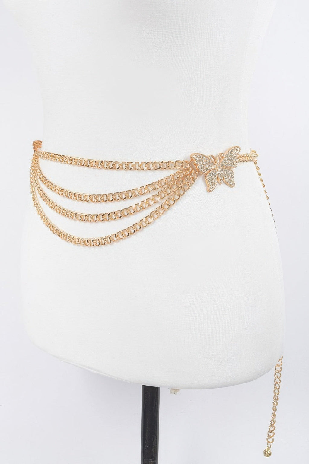Butterfly Buckle Layered Chain Belt