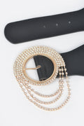 Layered Rhinestone Buckle Plus Size Elastic Belt