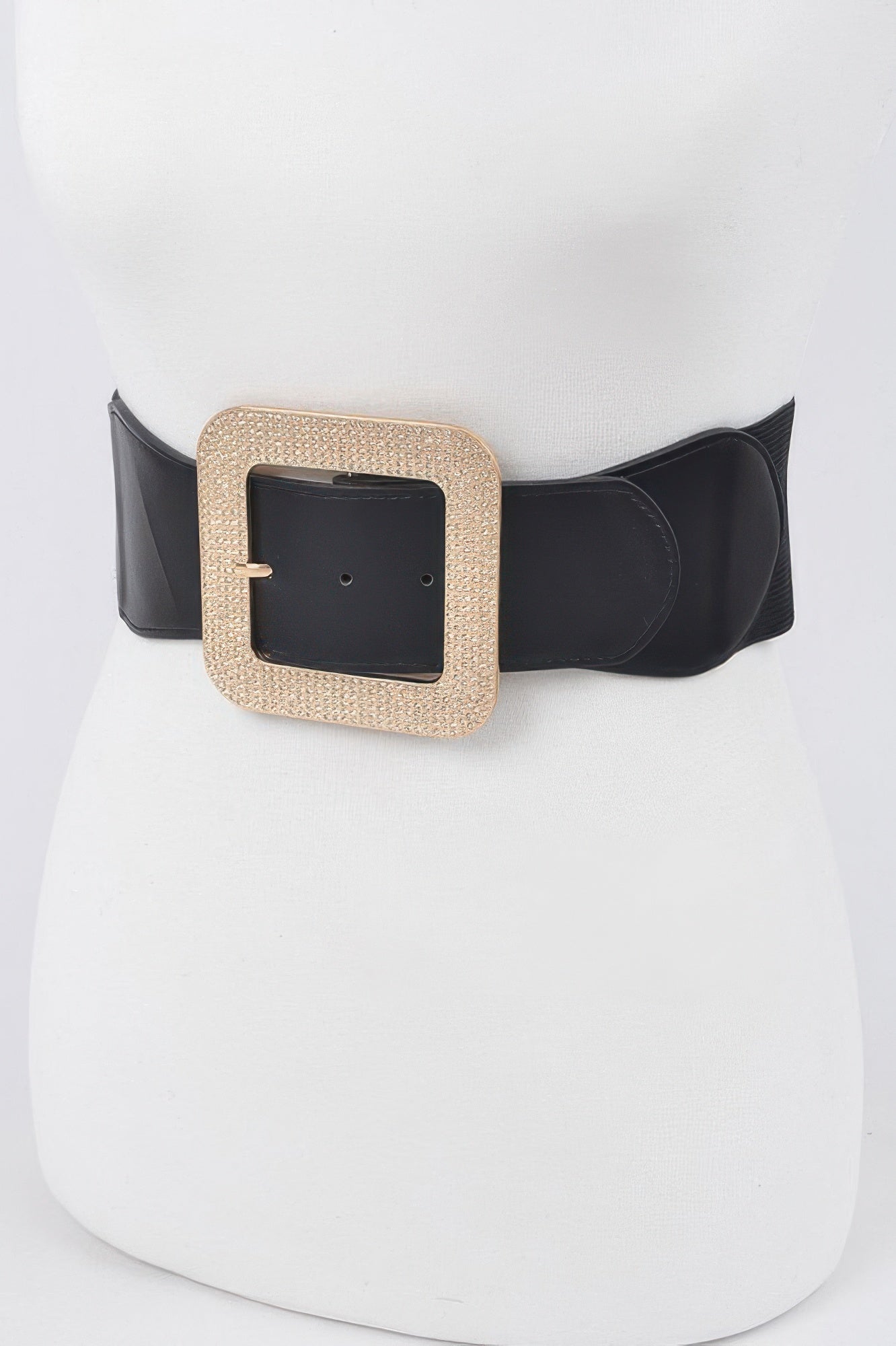 Rhinestone Square Buckle Plus Size Elastic Belt