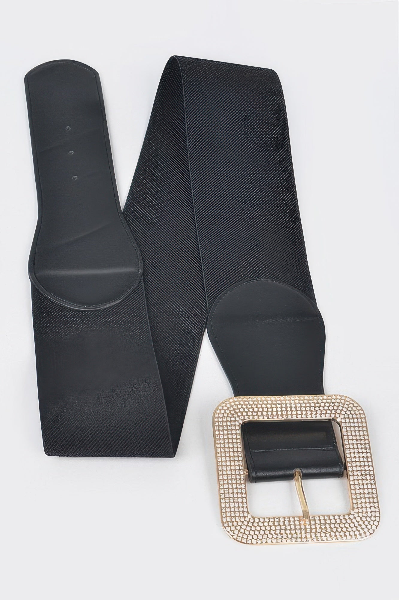 Rhinestone Square Buckle Plus Size Elastic Belt