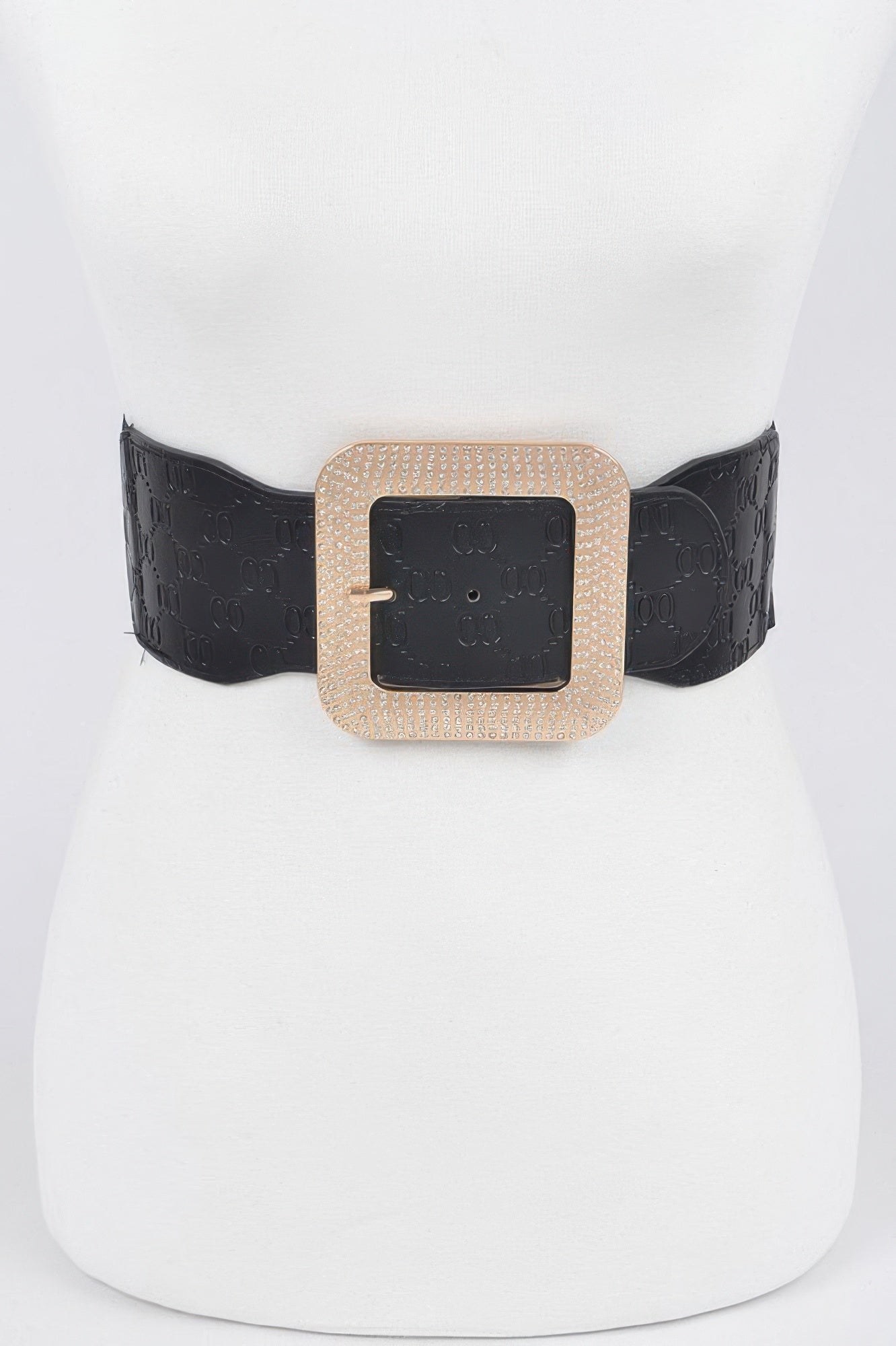 Big Rhinestone Buckle Embossed Plus Size Belt