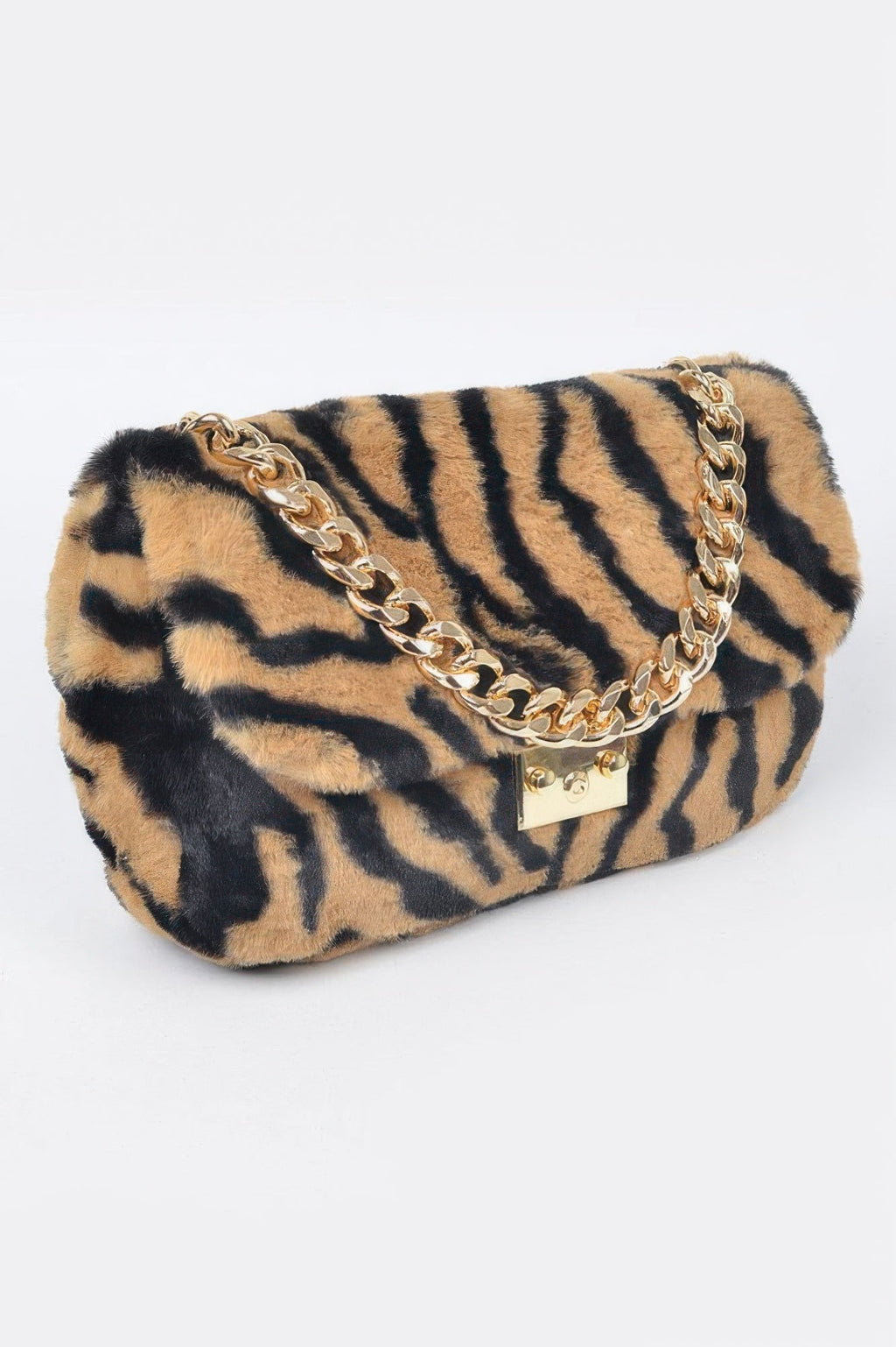 Faux Zebra Fur Shoulder Bag