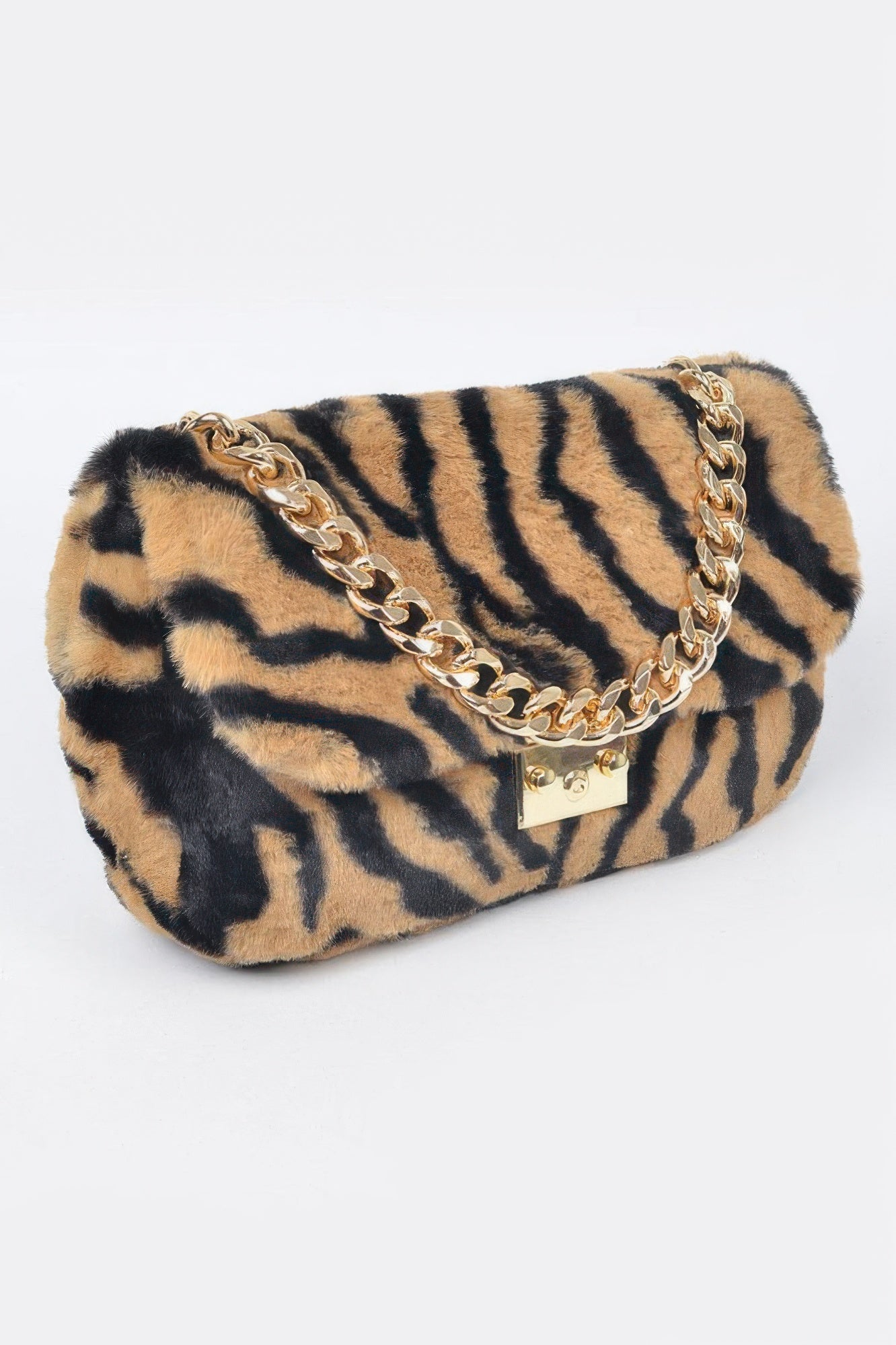 Faux Zebra Fur Shoulder Bag