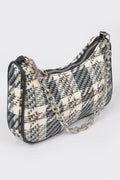 Tweed Plaid Shoulder Bag W/airpod Purse