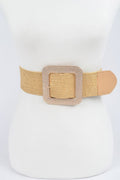 Metal Buckle Plus Size Stretch Straw Belt