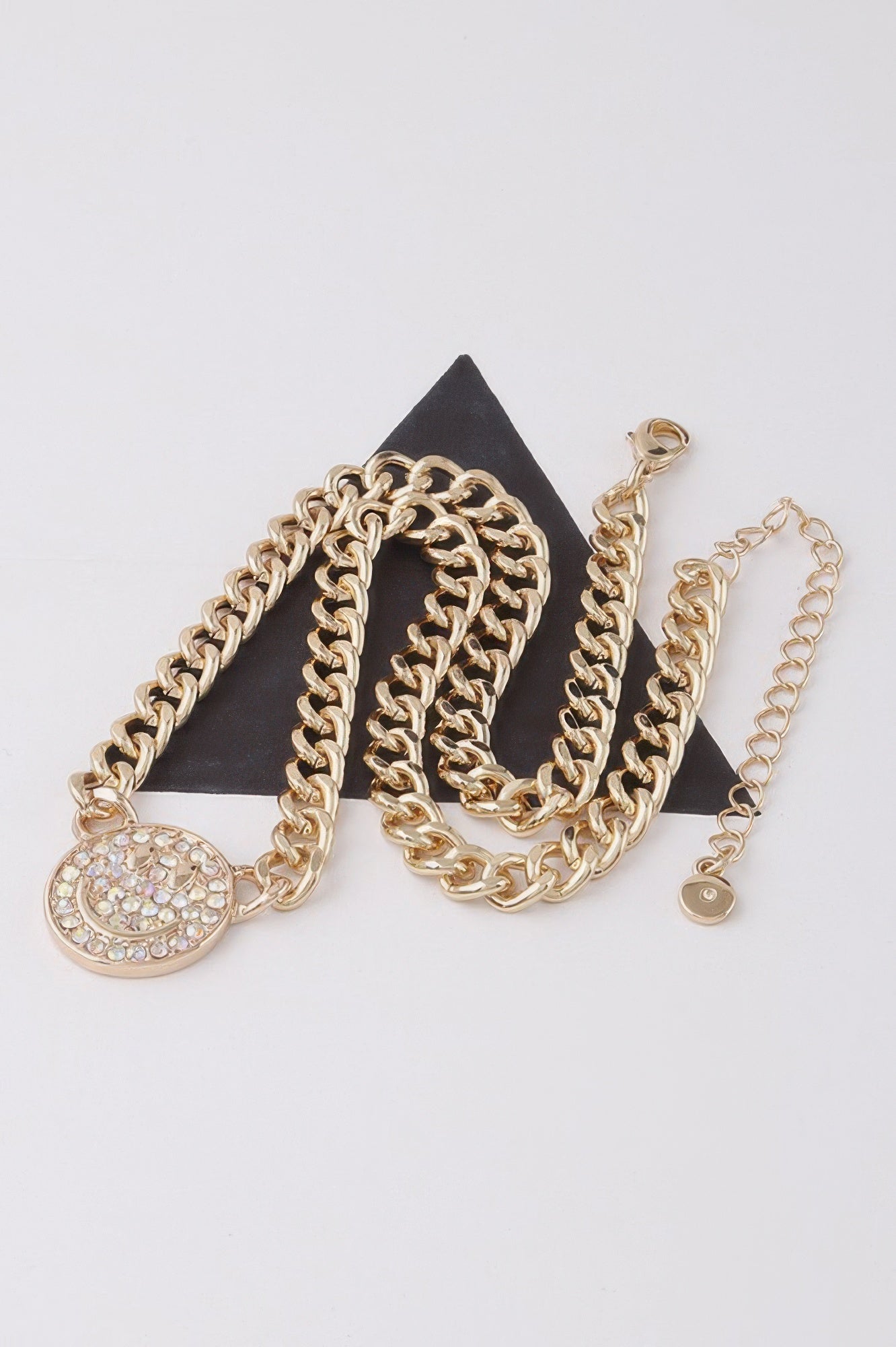 Jeweled Smiley Face Chain Necklace