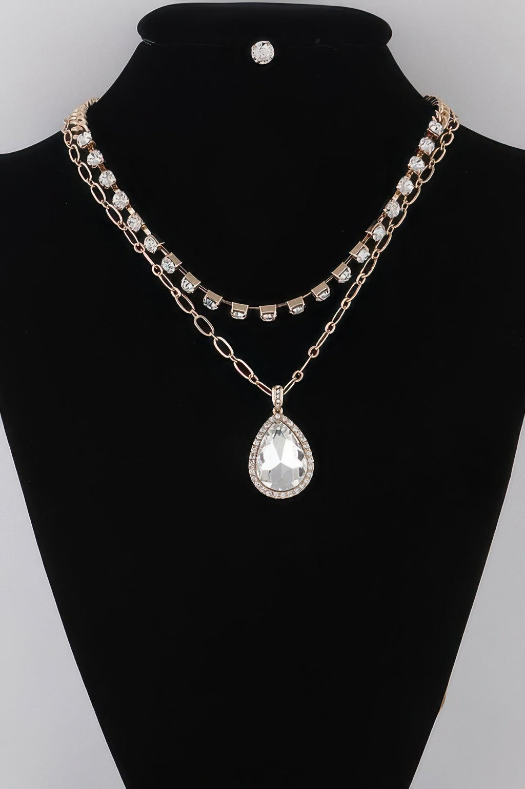 Jeweled Teardrop Pendant Necklace