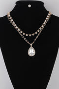Jeweled Teardrop Pendant Necklace