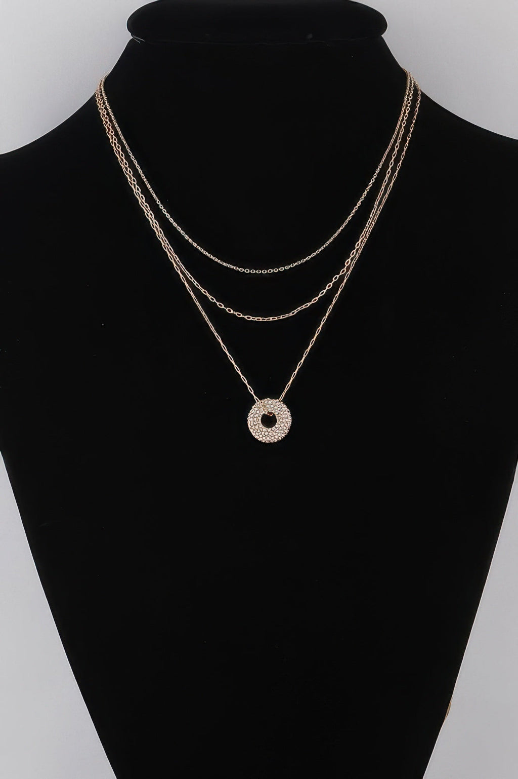 Jeweled Open Circle Pendant Necklace