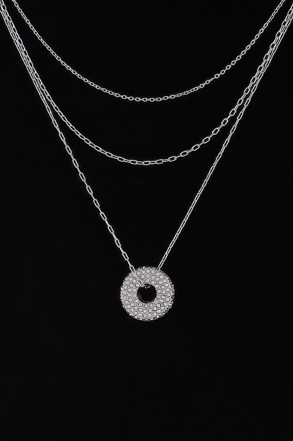 Jeweled Open Circle Pendant Necklace