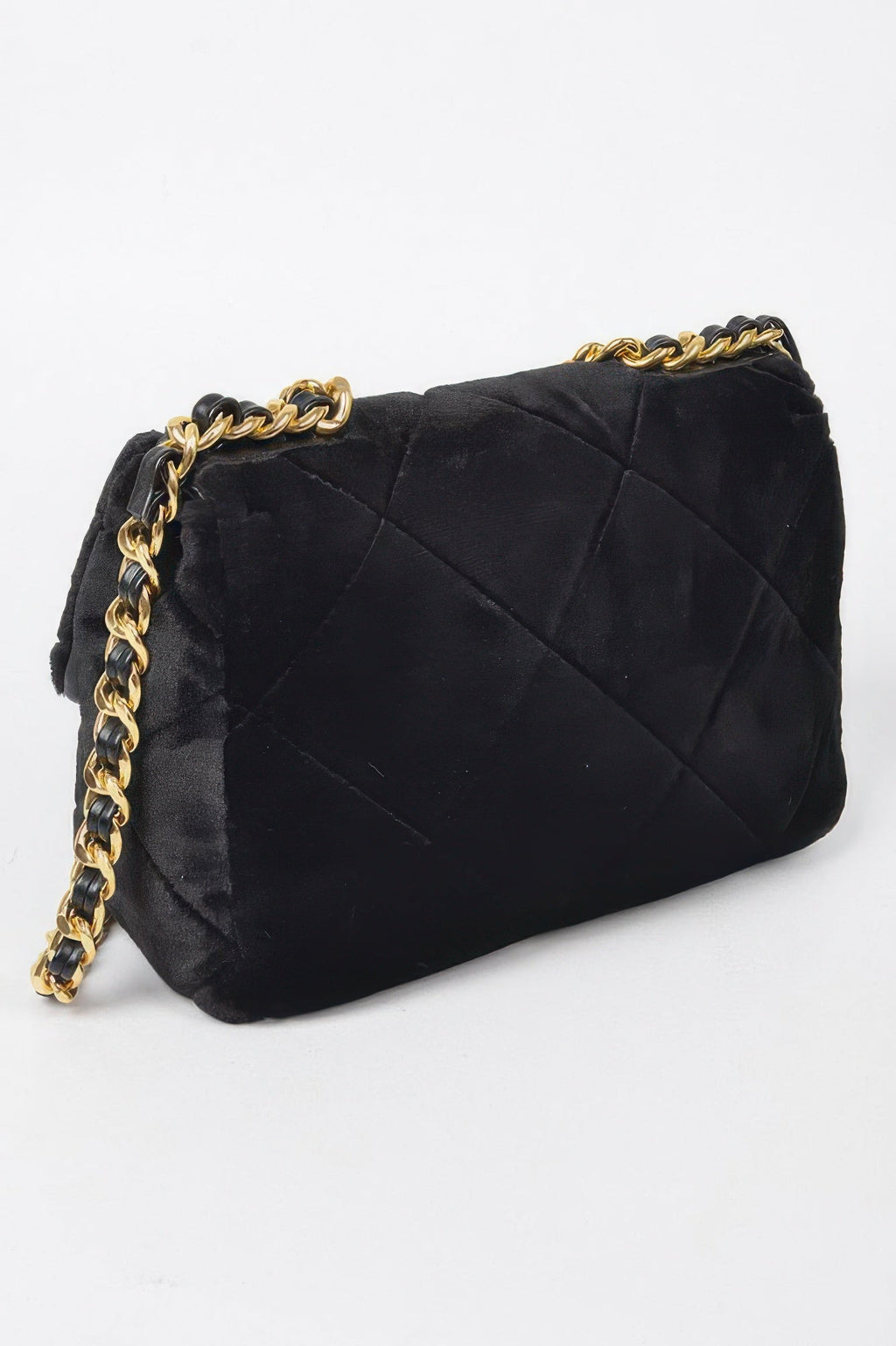 Quilted Fur Chain Flap Clutch