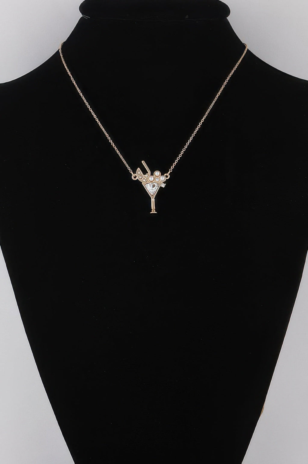 Jeweled Martini Glass Pendant Necklace